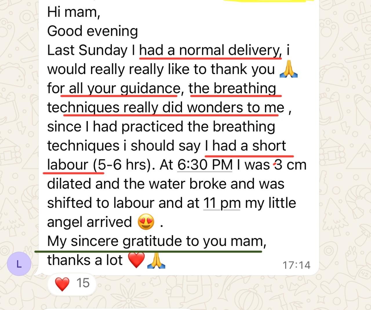 Mother shares her short labour and breathing techniques success